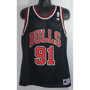 Dennis Rodman Chicago Bulls Champion Jersey Vintage Rare L 44